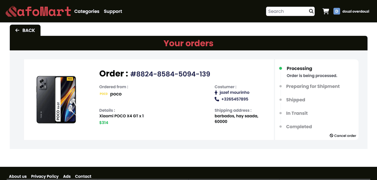 order tracking