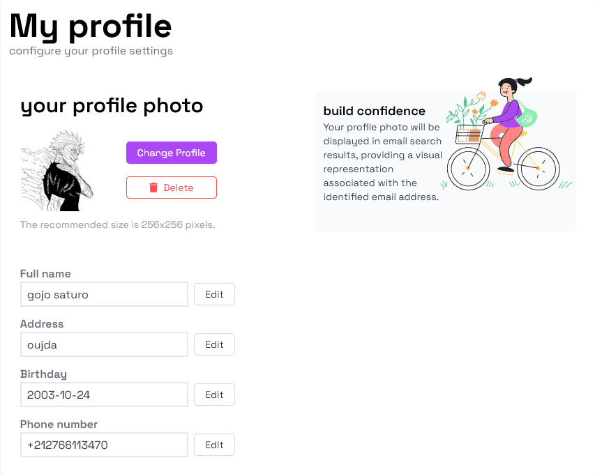 Edit profile